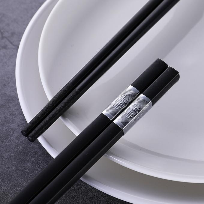 Square Head Silver Fiberglass Chopsticks Safe Dishwasher Japanese Non Slip 1
