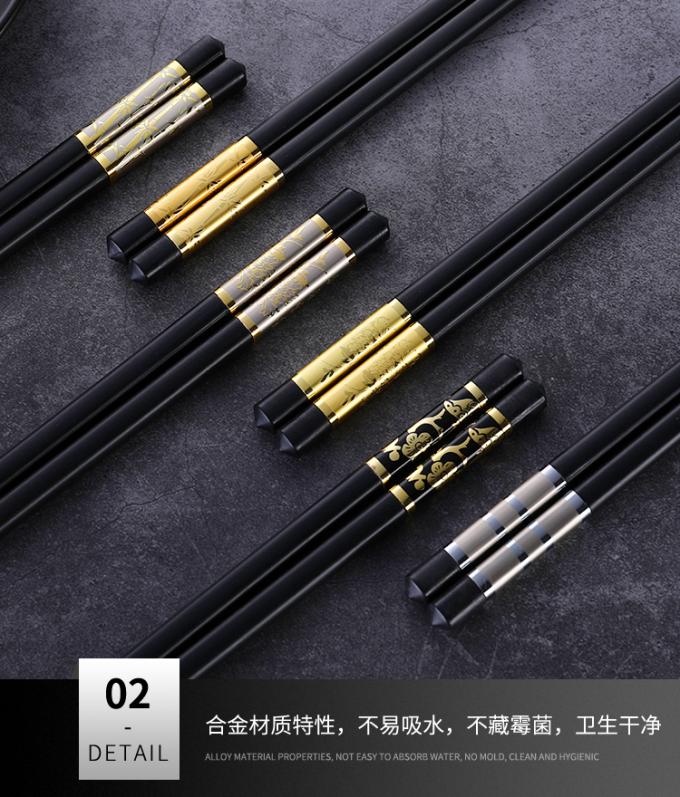 Non Skid Dishwasher Safe Chinese Style Fiberglass Chopsticks With Golden Stamping 0