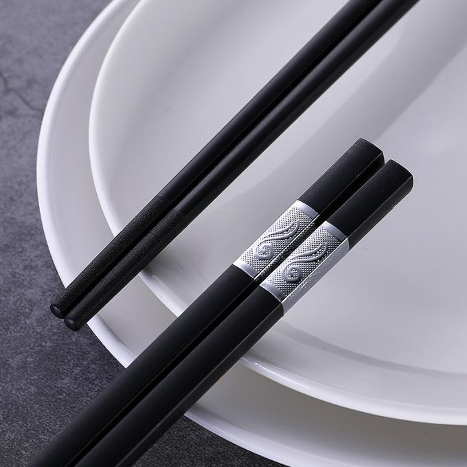 Square Head Silver Fiberglass Chopsticks Safe Dishwasher Japanese Non Slip 2
