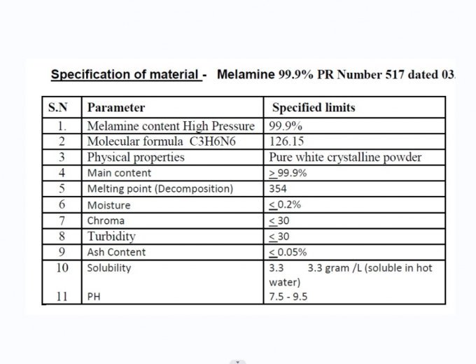 MSDS White 99.8% Melamine Resin Powder For Tableware 0