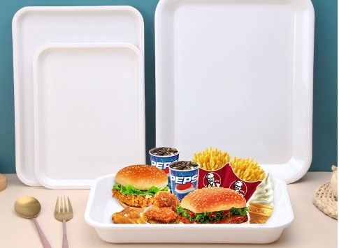 Good price Custom White Color Melamine Tableware Big Tray Kitchen Serving Tray For Fast Food online