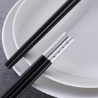 Reusable Personalized Black Plum Drill Alloy Chopsticks Plastic SGS Certification