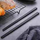 Slub Pattern Smooth Black Alloy Chopsticks Non Slip For Home Restaurant