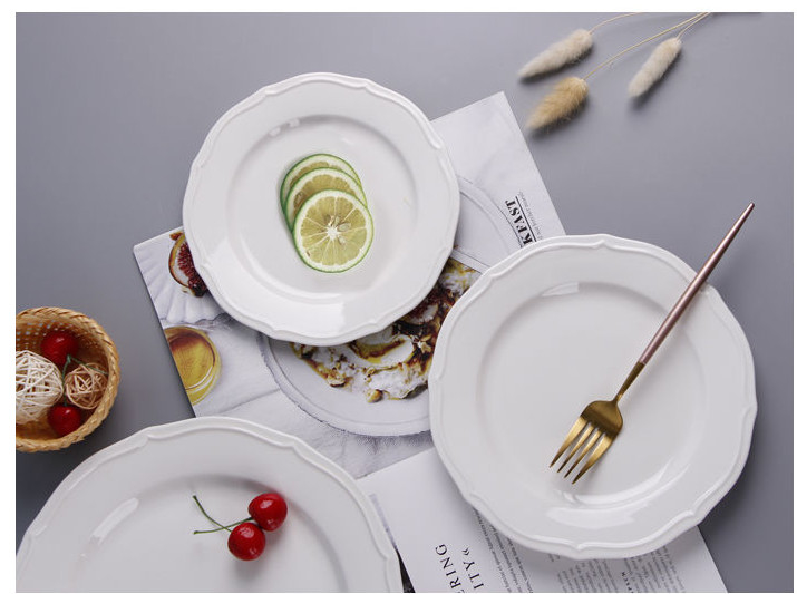 Wedding Melamine Dinnerware Sets White Round Plate Elegant Design