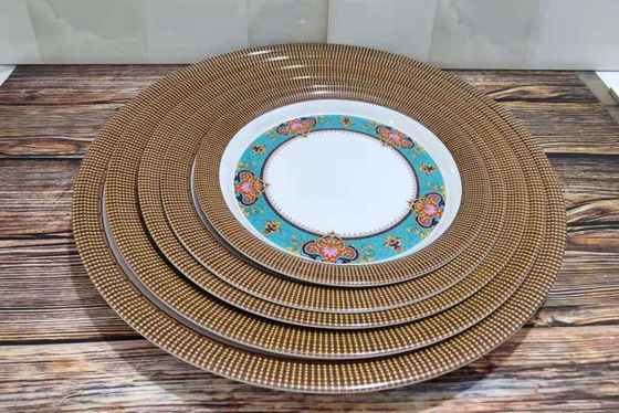 BPA Free Blue Flower Design 12pcs Plates And Bowls Melamine Dinnerware Sets Camping Tableware Dishwasher Safe