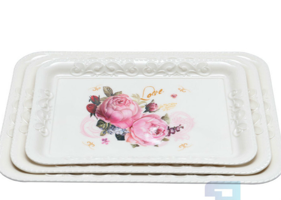 Good price Eco Friendly Flower Design 12.5 Inch Melamine Plastic Serving Trays online