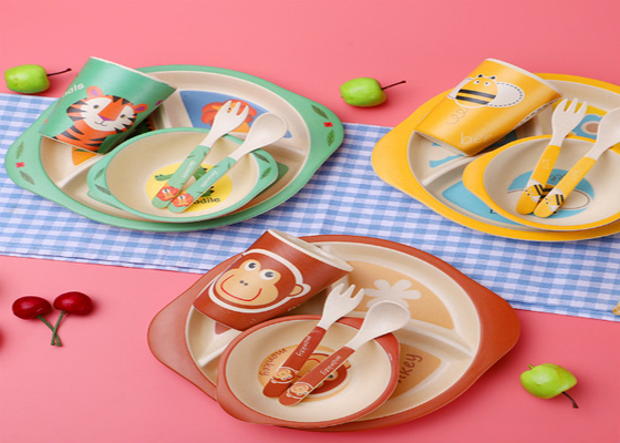 Good price Animal Design Kids Gift Bamboo 5 Pcs Melamine Tableware Sets online