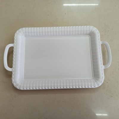 Good price Unbreakable White Rectangle Melamine Tray With Handles online