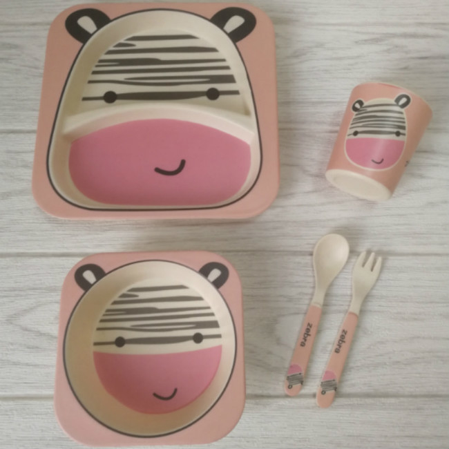 Animal Design Kids Gift Bamboo 5 Pcs Melamine Tableware Sets 3