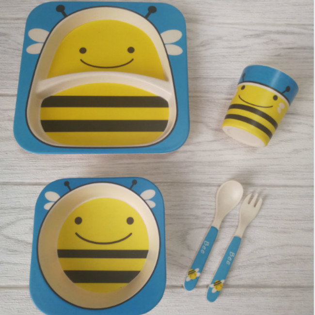 5pcs Cute Animal Design Children Melamine Dinnerware Sets 1