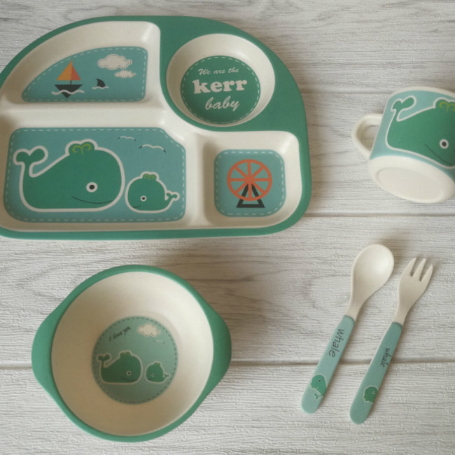 Animal Design Kids Gift Bamboo 5 Pcs Melamine Tableware Sets 0
