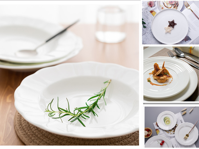 Wedding Melamine Dinnerware Sets White Round Plate Elegant Design 1