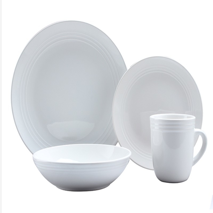 Wedding Melamine Dinnerware Sets White Round Plate Elegant Design 0