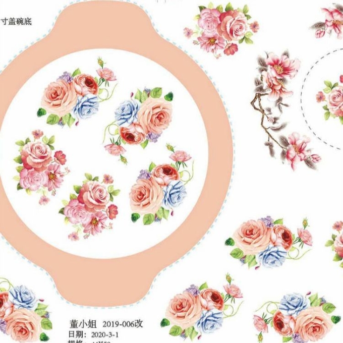 China Ceramic Cup Water Transfer Printing Decal Paper For Melamine Plates 1